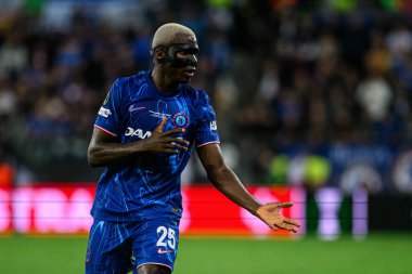 WROCLAW, POLAND - 28 Mayıs 2025: Moises Caicedo - Wroclaw Stadyumu 'nda UEFA Avrupa Konferans Ligi Real Betis Chelsea FC' ye karşı.