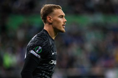 WROCLAW, POLAND - 28 Mayıs 2025: Filip Jorgensen - UEFA Avrupa Konferans Ligi Real Betis Chelsea FC 'ye karşı Wroclaw Stadyumu' nda oynanan final maçı.