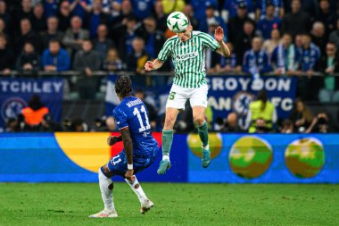 WROCLAW, POLAND - 28 Mayıs 2025: Noni Madueke, Marc Bartra - UEFA Avrupa Konferans Ligi Real Betis-Chelsea FC maçı Wroclaw Stadyumu 'nda.