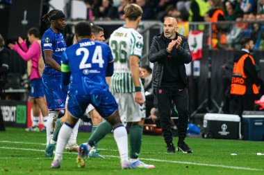 WROCLAW, POLAND - 28 Mayıs 2025: Enzo Maresca - UEFA Avrupa Konferans Ligi Real Betis Chelsea FC 'ye karşı Wroclaw Stadyumu.