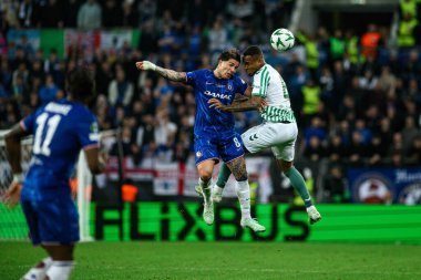 WROCLAW, POLAND - 28 Mayıs 2025: Enzo Fernandez, Natan - UEFA Avrupa Konferans Ligi Real Betis Chelsea FC 'ye karşı Wroclaw Stadyumu.