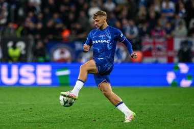 WROCLAW, POLAND - 28 Mayıs 2025: Kiernan Dewsbury Hall - UEFA Avrupa Konferans Ligi Real Betis ile Chelsea FC maçı Wroclaw Stadyumu 'nda.