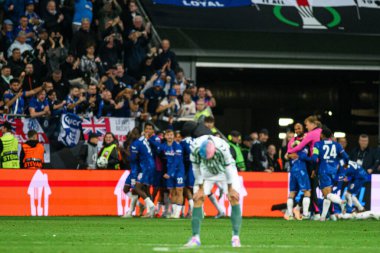 WROCLAW, POLAND - 28 Mayıs 2025 UEFA Avrupa Konferans Ligi Real Betis Chelsea FC 'ye karşı Wroclaw Stadyumu' nda oynanan final maçı.