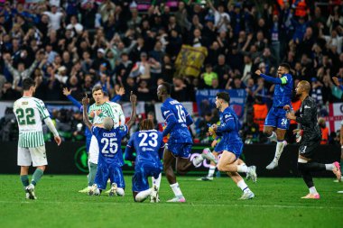 WROCLAW, POLAND - 28 Mayıs 2025: Kutlamalar - Wroclaw Stadyumu 'nda UEFA Avrupa Konferans Ligi Real Betis Chelsea FC' ye karşı.