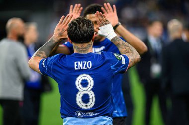 WROCLAW, POLAND - 28 Mayıs 2025: Enzo Fernandez - Wroclaw Stadyumu 'nda UEFA Avrupa Konferans Ligi Real Betis Chelsea FC' ye karşı.