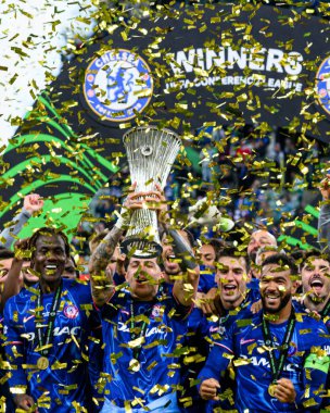 WROCLAW, POLAND - 28 Mayıs 2025: Enzo Fernandez - Wroclaw Stadyumu 'nda UEFA Avrupa Konferans Ligi Real Betis Chelsea FC' ye karşı.