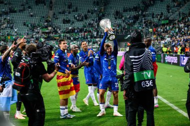WROCLAW, POLAND - 28 Mayıs 2025 UEFA Avrupa Konferans Ligi Real Betis Chelsea FC 'ye karşı Wroclaw Stadyumu' nda oynanan final maçı.