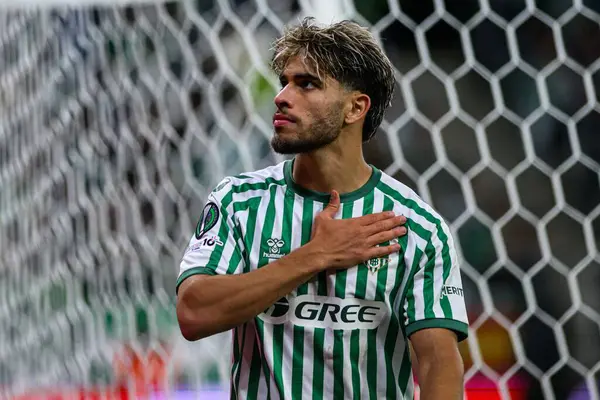 WROCLAW, POLAND - 28 Mayıs 2025: Abdessamad Ezzalzouli - Wroclaw Stadyumu 'nda oynanan final maçı UEFA Avrupa Konferans Ligi Real Betis-Chelsea FC.