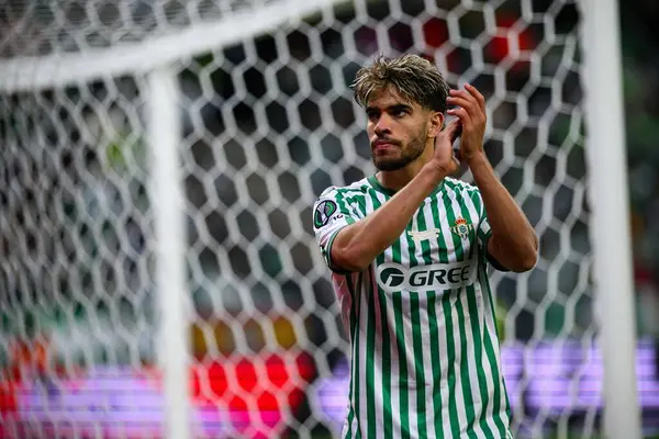 WROCLAW, POLAND - 28 Mayıs 2025: Abdessamad Ezzalzouli - Wroclaw Stadyumu 'nda oynanan final maçı UEFA Avrupa Konferans Ligi Real Betis-Chelsea FC.