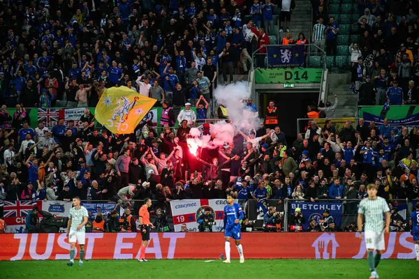 WROCLAW, POLAND - 28 Mayıs 2025 UEFA Avrupa Konferans Ligi Real Betis Chelsea FC 'ye karşı Wroclaw Stadyumu' nda oynanan final maçı.