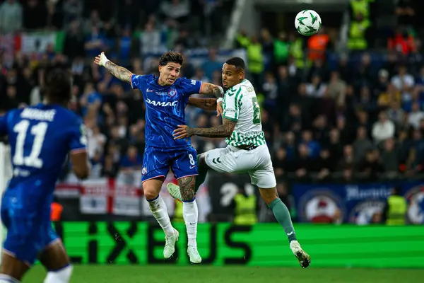 WROCLAW, POLAND - 28 Mayıs 2025: Enzo Fernandez, Natan - UEFA Avrupa Konferans Ligi Real Betis Chelsea FC 'ye karşı Wroclaw Stadyumu.