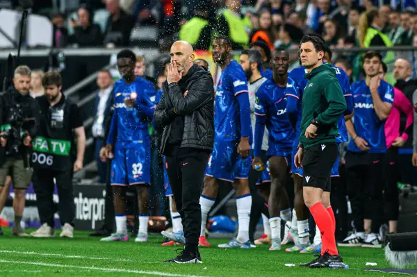 WROCLAW, POLAND - 28 Mayıs 2025: Enzo Maresca - UEFA Avrupa Konferans Ligi Real Betis Chelsea FC 'ye karşı Wroclaw Stadyumu.