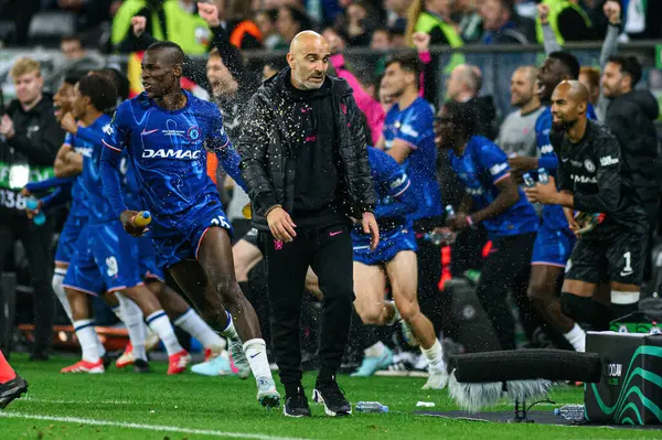 WROCLAW, POLAND - 28 Mayıs 2025: Enzo Maresca - UEFA Avrupa Konferans Ligi Real Betis Chelsea FC 'ye karşı Wroclaw Stadyumu.