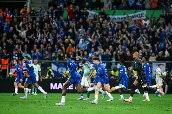 WROCLAW, POLAND - 28 Mayıs 2025: Kutlamalar - Wroclaw Stadyumu 'nda UEFA Avrupa Konferans Ligi Real Betis Chelsea FC' ye karşı.