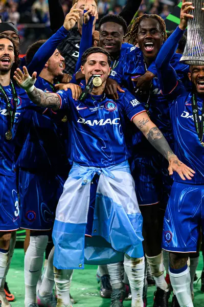 WROCLAW, POLAND - 28 Mayıs 2025: Enzo Fernandez - Wroclaw Stadyumu 'nda UEFA Avrupa Konferans Ligi Real Betis Chelsea FC' ye karşı.