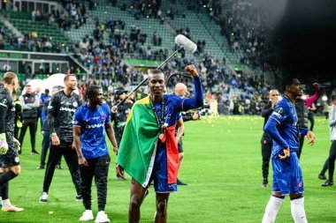 WROCLAW, POLAND - 28 Mayıs 2025: Nicolas Jackson - UEFA Avrupa Konferans Ligi Real Betis Chelsea FC 'ye karşı Wroclaw Stadyumu' nda final maçı.