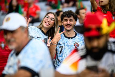 MUNICH, GERMANY - 4 Haziran 2025: Taraftarlar - UEFA Uluslar Ligi 2025 Almanya - Allianz Arena 'da Portekiz' e karşı. 