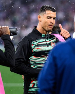 MUNİH, GERMANY - 4 Haziran 2025: Cristiano Ronaldo - UEFA Uluslar Ligi 2025 Almanya - Allianz Arena 'da Portekiz' e karşı. 