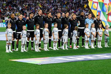 MUNİH, GERMANY - 4 Haziran 2025: Milli takım Almanya - UEFA Milletler Ligi 2025 Almanya - Allianz Arena 'da Portekiz' e karşı. 