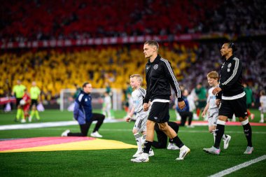 MUNİH, GERMANY - 4 Haziran 2025: Florian Wirtz, Leroy Sane - UEFA Uluslar Ligi 2025 Almanya - Allianz Arena 'da Portekiz' e karşı. 