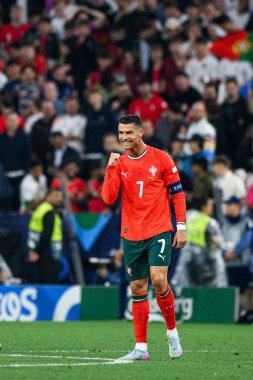 MUNİH, GERMANY - 4 Haziran 2025: Cristiano Ronaldo - UEFA Uluslar Ligi 2025 Almanya - Allianz Arena 'da Portekiz' e karşı. 