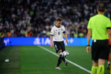 MUNICH, GERMANY - 4 Haziran 2025: Joshua Kimmich - UEFA Uluslar Ligi 2025 Almanya - Allianz Arena 'da Portekiz' e karşı. 