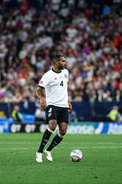 MUNICH, GERMANY - 4 Haziran 2025: Jonathan Tah - UEFA Milletler Ligi 2025 Almanya - Allianz Arena 'da Portekiz' e karşı. 