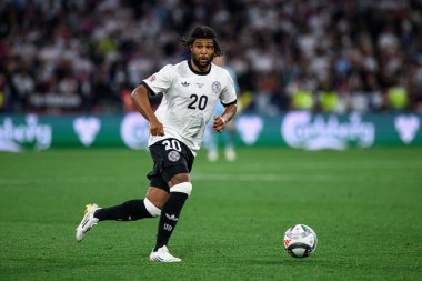 MUNİH, GERMANY - 4 Haziran 2025: Serge Gnabry - UEFA Uluslar Ligi 2025 Almanya - Allianz Arena 'da Portekiz' e karşı. 