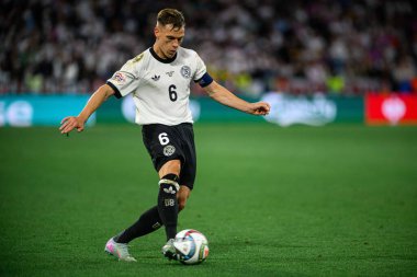 MUNICH, GERMANY - 4 Haziran 2025: Joshua Kimmich - UEFA Uluslar Ligi 2025 Almanya - Allianz Arena 'da Portekiz' e karşı. 