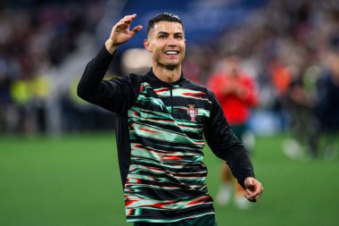 MUNİH, GERMANY - 4 Haziran 2025: Cristiano Ronaldo - UEFA Uluslar Ligi 2025 Almanya - Allianz Arena 'da Portekiz' e karşı. 