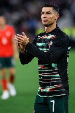 MUNİH, GERMANY - 4 Haziran 2025: Cristiano Ronaldo - UEFA Uluslar Ligi 2025 Almanya - Allianz Arena 'da Portekiz' e karşı. 