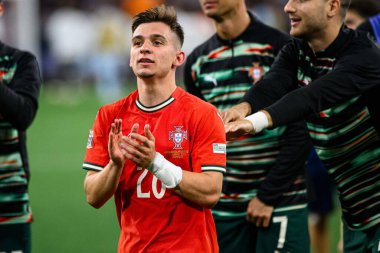 MUNICH, GERMANY - 4 Haziran 2025: Francisco Conceicao - UEFA Uluslar Ligi 2025 Almanya - Allianz Arena 'da Portekiz' e karşı. 