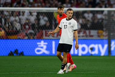 MUNİH, GERMANY - 4 Haziran 2025: Florian Wirtz, Ruben Dias - UEFA Uluslar Ligi 2025 Almanya - Allianz Arena 'da Portekiz' e karşı. 