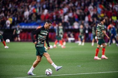 MUNİH, GERMANY - 4 Haziran 2025: Cristiano Ronaldo - UEFA Uluslar Ligi 2025 Almanya - Allianz Arena 'da Portekiz' e karşı. 