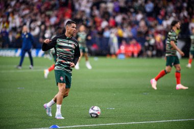 MUNİH, GERMANY - 4 Haziran 2025: Cristiano Ronaldo - UEFA Uluslar Ligi 2025 Almanya - Allianz Arena 'da Portekiz' e karşı. 