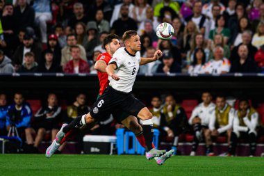 MUNICH, GERMANY - 4 Haziran 2025: Joshua Kimmich - UEFA Uluslar Ligi 2025 Almanya - Allianz Arena 'da Portekiz' e karşı. 