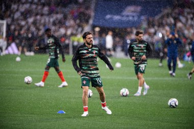 MUNİH, GERMANY - 4 Haziran 2025: Bernardo Silva - UEFA Uluslar Ligi 2025 Almanya - Allianz Arena 'da Portekiz' e karşı. 