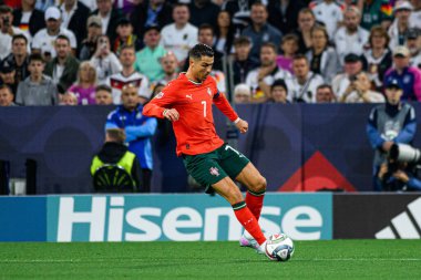MUNİH, GERMANY - 4 Haziran 2025: Cristiano Ronaldo - UEFA Uluslar Ligi 2025 Almanya - Allianz Arena 'da Portekiz' e karşı. 