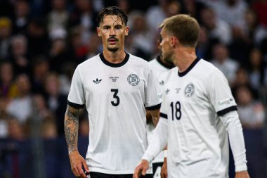 MUNICH, GERMANY - 4 Haziran 2025: Robin Koch, Maximilian Mittelstadt - UEFA Milletler Ligi 2025 Almanya - Allianz Arena 'da Portekiz' e karşı. 