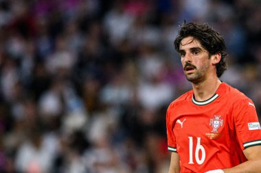 MUNİH, GERMANY - 4 Haziran 2025: Francisco Trincao - UEFA Uluslar Ligi 2025 Almanya - Allianz Arena 'da Portekiz' e karşı. 