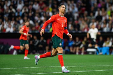MUNİH, GERMANY - 4 Haziran 2025: Cristiano Ronaldo - UEFA Uluslar Ligi 2025 Almanya - Allianz Arena 'da Portekiz' e karşı. 