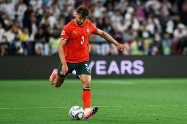 MUNİH, GERMANY - 4 Haziran 2025: Ruben Dias - UEFA Uluslar Ligi 2025 Almanya - Allianz Arena 'da Portekiz' e karşı. 