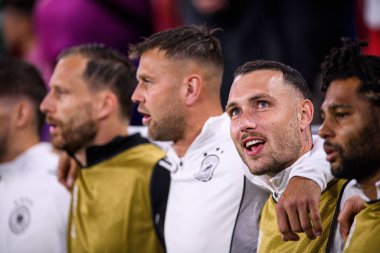 MUNICH, GERMANY - 4 Haziran 2025: David Raum - UEFA Milletler Ligi 2025 Almanya - Allianz Arena 'da Portekiz' e karşı. 