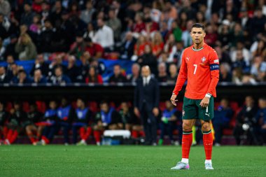 MUNİH, GERMANY - 4 Haziran 2025: Cristiano Ronaldo - UEFA Uluslar Ligi 2025 Almanya - Allianz Arena 'da Portekiz' e karşı. 