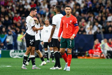MUNİH, GERMANY - 4 Haziran 2025: Cristiano Ronaldo - UEFA Uluslar Ligi 2025 Almanya - Allianz Arena 'da Portekiz' e karşı. 