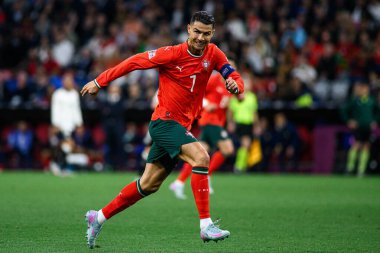 MUNİH, GERMANY - 4 Haziran 2025: Cristiano Ronaldo - UEFA Uluslar Ligi 2025 Almanya - Allianz Arena 'da Portekiz' e karşı. 