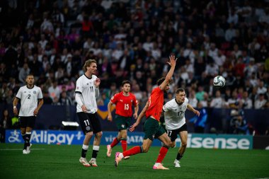 MUNİH, GERMANY - 4 Haziran 2025: Florian Wirtz, gol - UEFA Uluslar Ligi 2025 Almanya - Allianz Arena 'da Portekiz' e karşı. 
