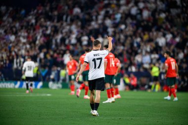 MUNİH, GERMANY - 4 Haziran 2025: Florian Wirtz, gol - UEFA Uluslar Ligi 2025 Almanya - Allianz Arena 'da Portekiz' e karşı. 