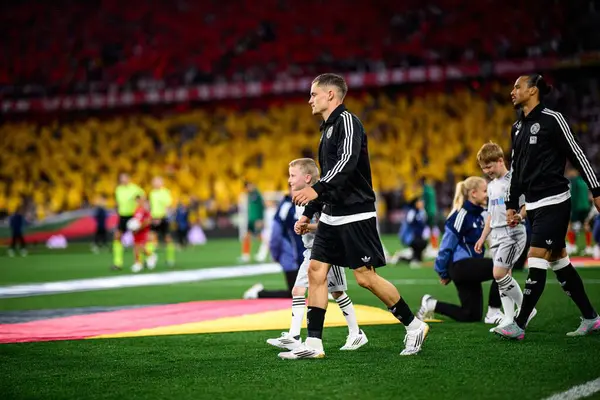 MUNİH, GERMANY - 4 Haziran 2025: Florian Wirtz, Leroy Sane - UEFA Uluslar Ligi 2025 Almanya - Allianz Arena 'da Portekiz' e karşı. 