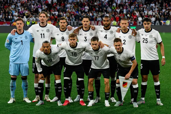 MUNİH, GERMANY - 4 Haziran 2025: Milli takım Almanya - UEFA Milletler Ligi 2025 Almanya - Allianz Arena 'da Portekiz' e karşı. 